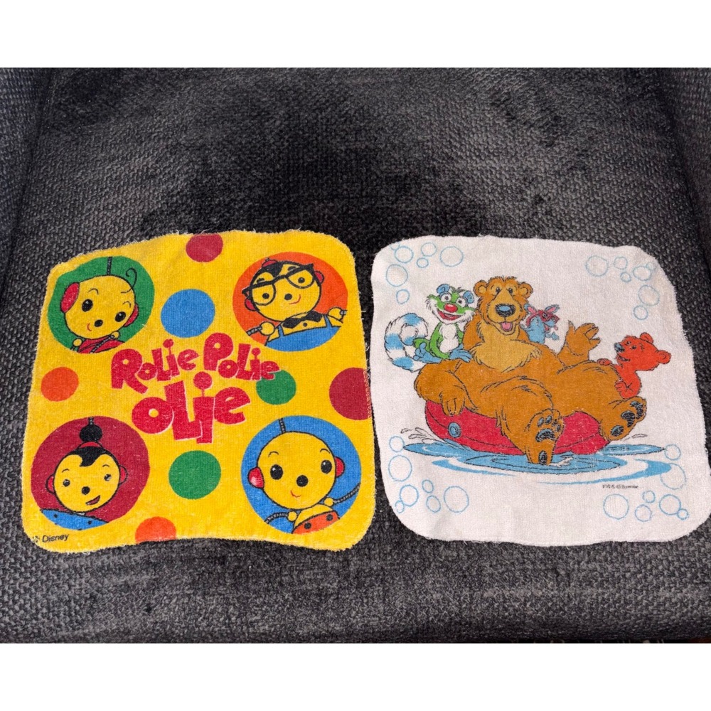 Vintage Disney Rolie Polie Olie & Bear in the Big Blue House Washcloth Set 2pc